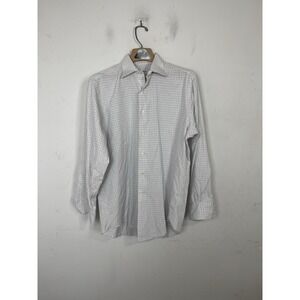 Brooks Brothers Mens Dress Shirt 15.5 - 33 White Button Up Plaid Makers Made USA